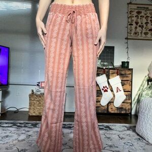 Rewash Women's Pink Striped Flare Pants